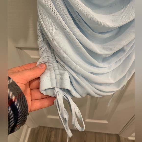 Light blue long sleeve ruched minidress - Picture 4 of 4